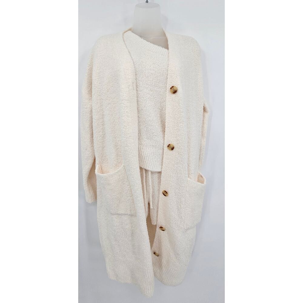 Victoria's Secret Women's XS/S Cream 3 Piece Top/Shorts/Sweater Pajama Set